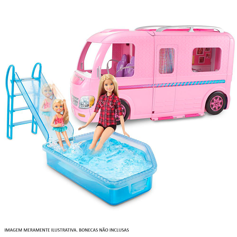 Encontraproduto.com.br - Barbie Real Trailer Dos Sonhos Camper Playset Mattel Fbr34