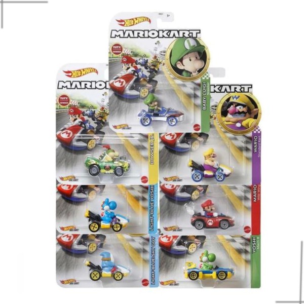 Encontraproduto.com.br - Kit com 7 Carrinhos Mario Kart 2022 Hot Wheels Gbg25