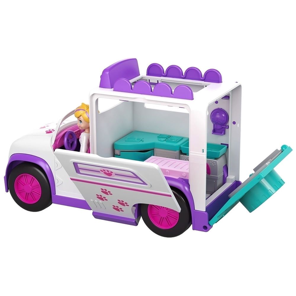 Encontraproduto.com.br - Veículo e Boneca - Polly Pocket - Hospital Móvel dos Bichinhos - Mattel