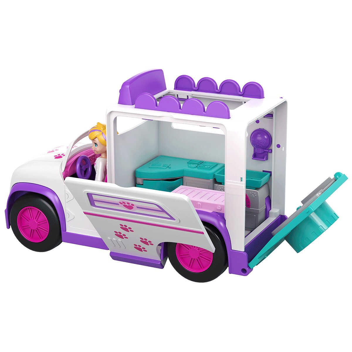 Encontraproduto.com.br - Veículo e Boneca - Polly Pocket - Hospital Móvel dos Bichinhos - Mattel