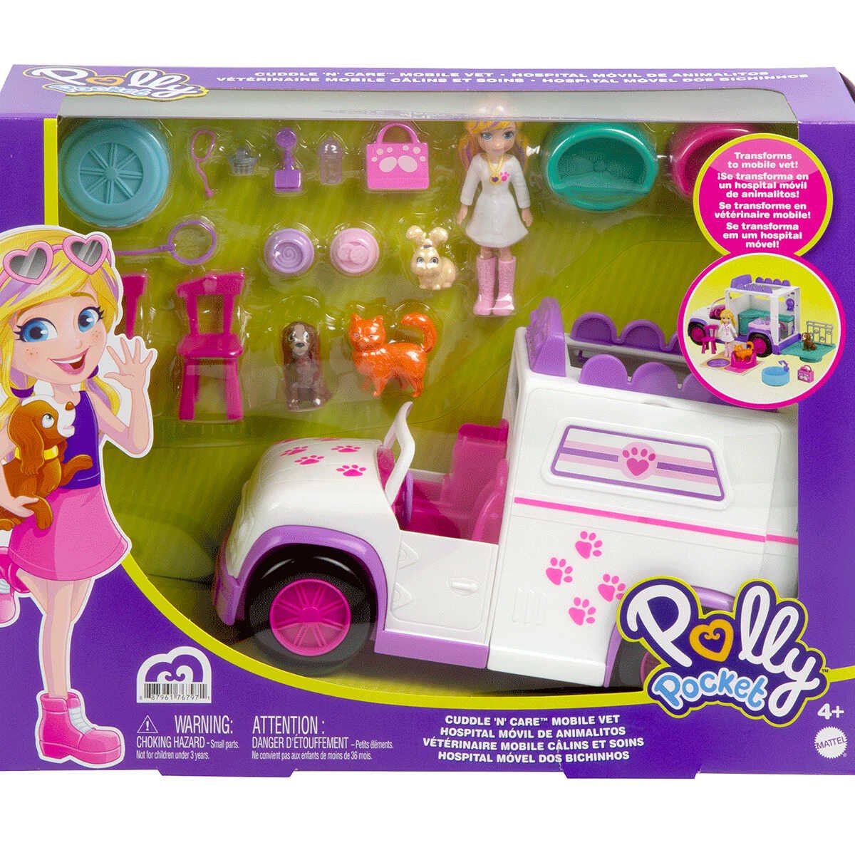 Encontraproduto.com.br - Veículo e Boneca - Polly Pocket - Hospital Móvel dos Bichinhos - Mattel