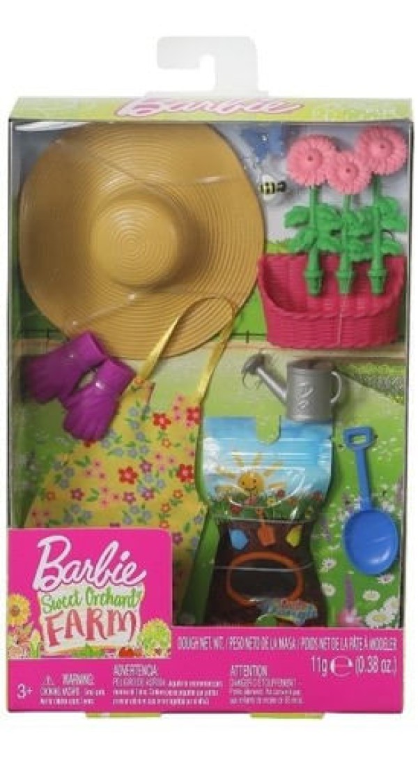 Encontraproduto.com.br - Barbie Doce Pomar na Fazenda Moda e 10 acessórios jardinagem - Mattel