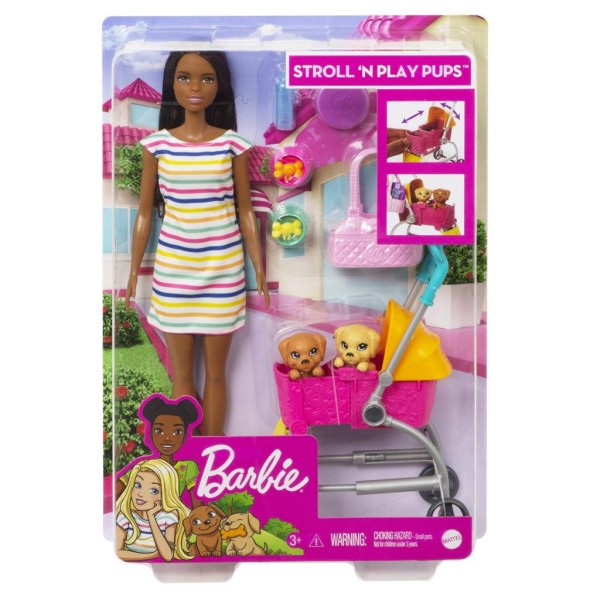 Encontraproduto.com.br - Boneca Barbie Passeio c/ Cachorro no Carrinho Mattel