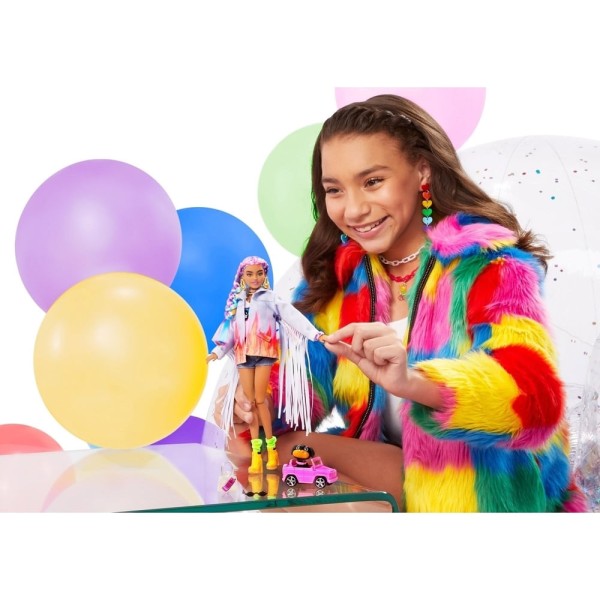 Encontraproduto.com.br - Barbie Fashionista Tranças De Arco Iris Com Pets - Mattel