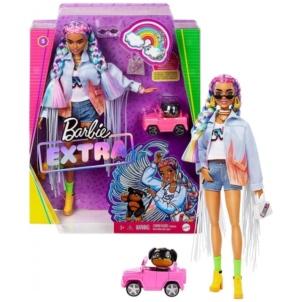 Encontraproduto.com.br - Barbie Fashionista Tranças De Arco Iris Com Pets - Mattel