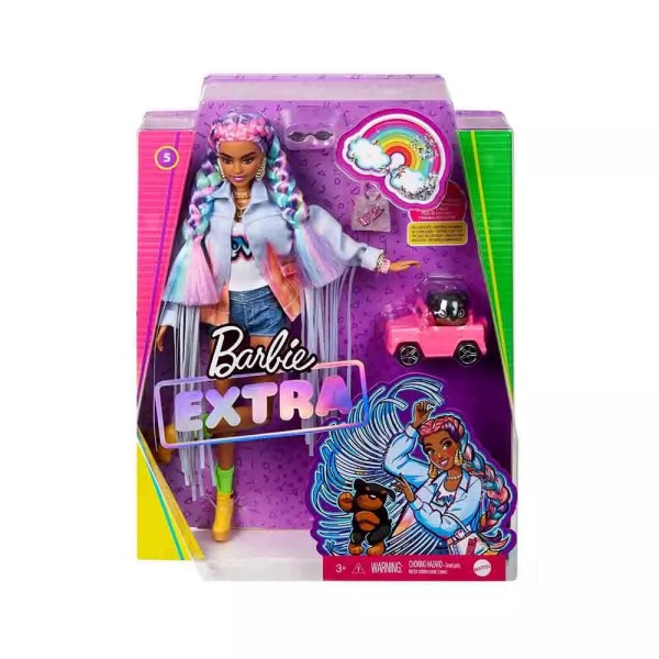 Encontraproduto.com.br - Barbie Fashionista Tranças De Arco Iris Com Pets - Mattel
