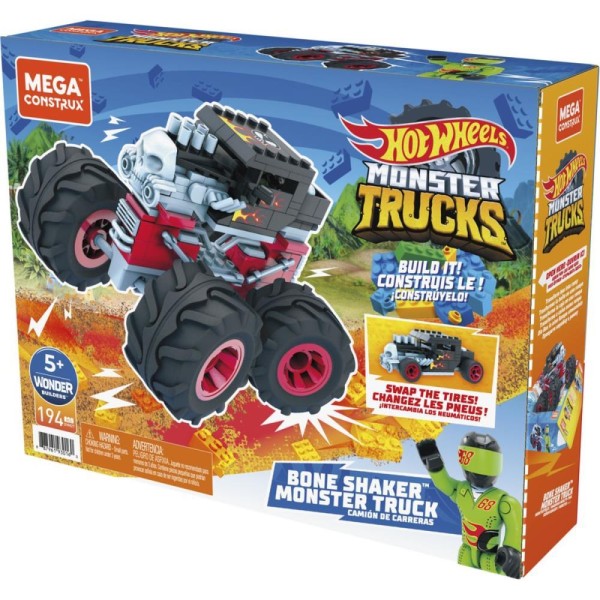 Encontraproduto.com.br - Blocos de Encaixe - Mega Construx - Hot Wheels - Monster Trucks - Bone Shaker - Mattel