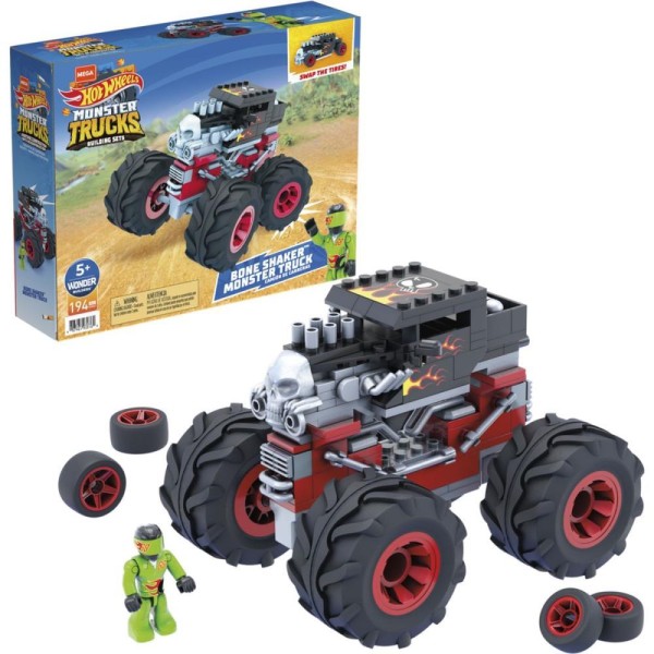 Encontraproduto.com.br - Blocos de Encaixe - Mega Construx - Hot Wheels - Monster Trucks - Bone Shaker - Mattel