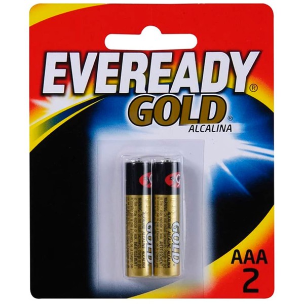 Pilhas Alcalinas - LR03 Palito - AAA - Cartela com 2 Unidades - Eveready Gold