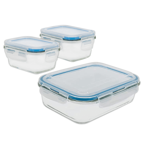 Encontraproduto.com.br - Kit Potes de Vidro Retangular Oikos