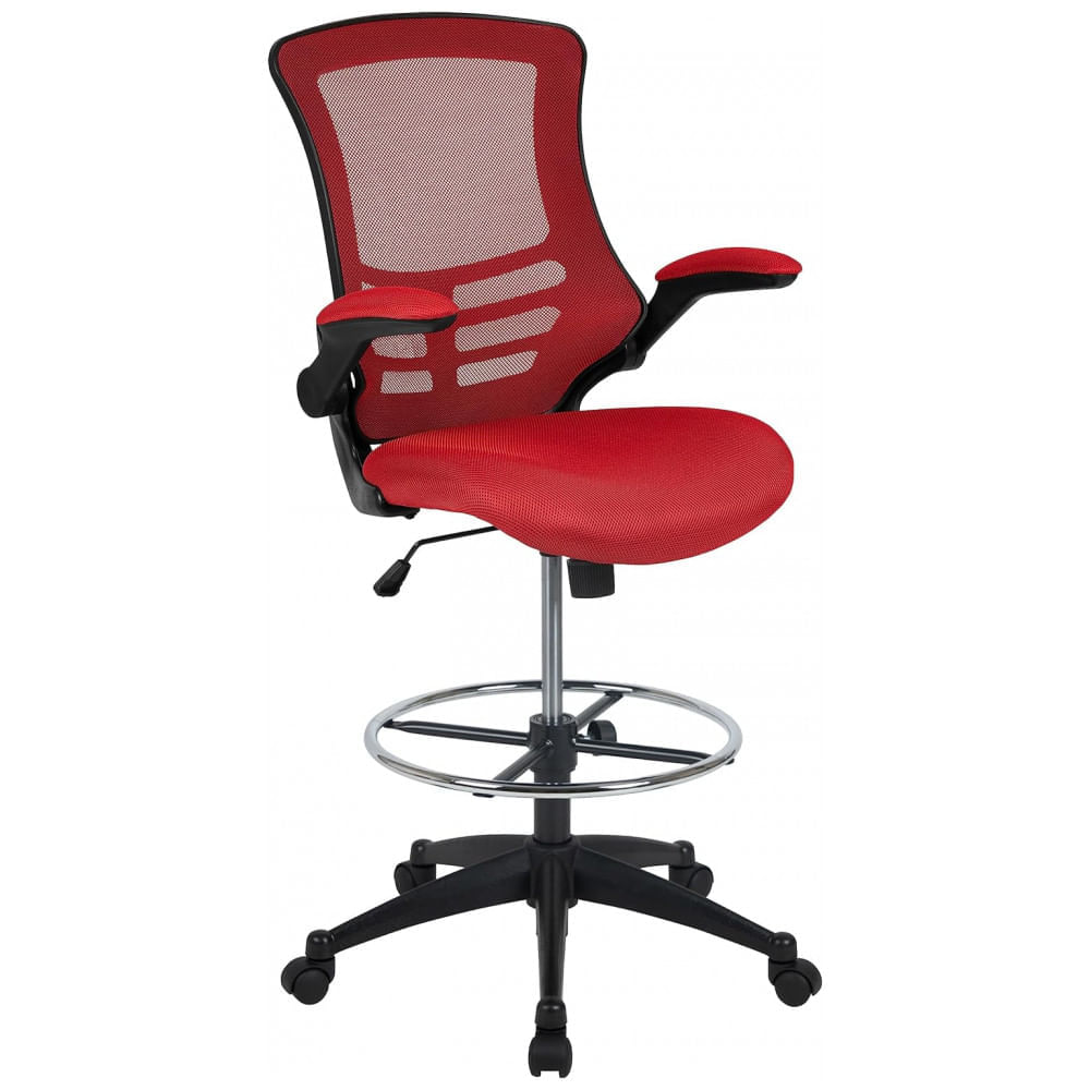 Encontraproduto.com.br - Cadeira de Escritório Ergonômica Giratória com Encosto Médio, FLASH FURNITURE BL X 5M D RED GG, Vermelho