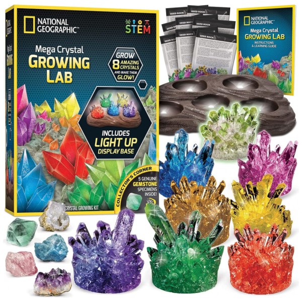 Encontraproduto.com.br - Cristais de Crescimento Real, 8 Cores e 5 Espécieis para Crianças, NATIONAL GEOGRAPHIC NGMEGACRYSTAL, Azul