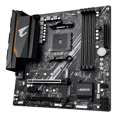 Encontraproduto.com.br - Placa Mae Gigabyte AMD B550M Aorus Elite MATX AM4 M.2 NVME 4XDDR4 MAX. 128GB 1X DVI-D 1X HDMI