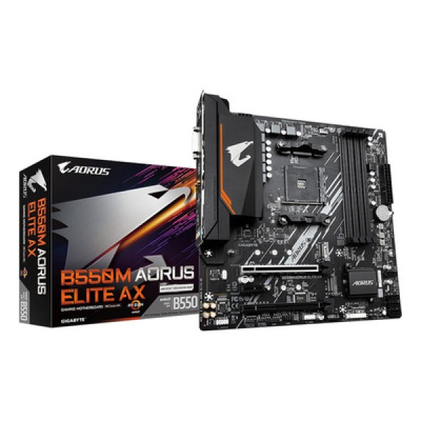 Encontraproduto.com.br - Placa Mae Gigabyte AMD B550M Aorus Elite AX MATX AM4 M.2 NVME WI-FI 4XDDR4 MAX. 128GB 1X DVI