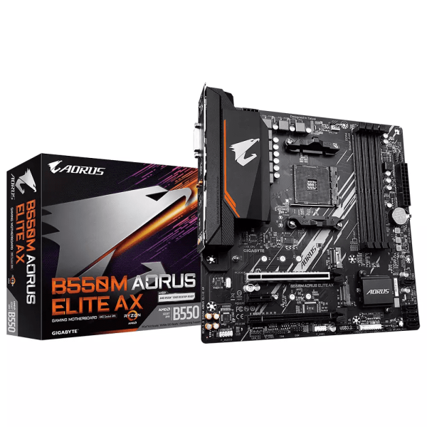 Encontraproduto.com.br - Placa Mae Gigabyte AMD B550M Aorus Elite AX MATX AM4 M.2 NVME WI-FI 4XDDR4 MAX. 128GB 1X DVI