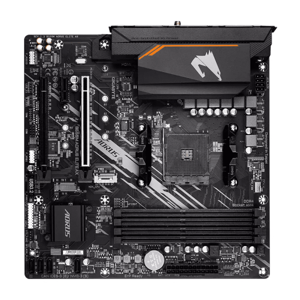 Encontraproduto.com.br - Placa Mae Gigabyte AMD B550M Aorus Elite AX MATX AM4 M.2 NVME WI-FI 4XDDR4 MAX. 128GB 1X DVI