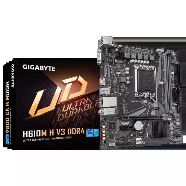 Encontraproduto.com.br - Placa Mae Gigabyte INTEL H610M H V3 MATX LGA 1700 M.2 NVME 2XDDR4 MAX. 64GB 1X D-SUB 1X HDMI 2XUSB