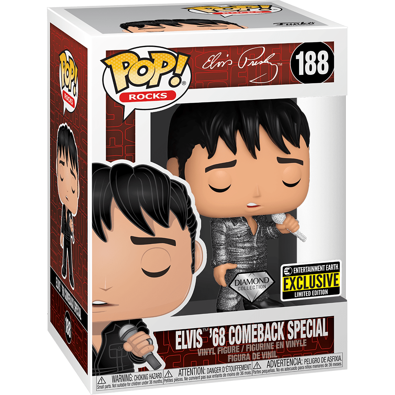 Encontraproduto.com.br - Funko Pop Elvis Presley 188 Elvis 68 Comeback Special Diamond