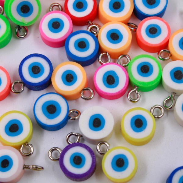 Encontraproduto.com.br - PINGENTE OLHO GREGO 10MM EM PVC COM 25 PEÇAS