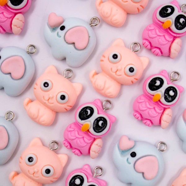 PINGENTES ANIMAIS EM RESINA 20X23MM EM RESINA COM 10 PEÇAS