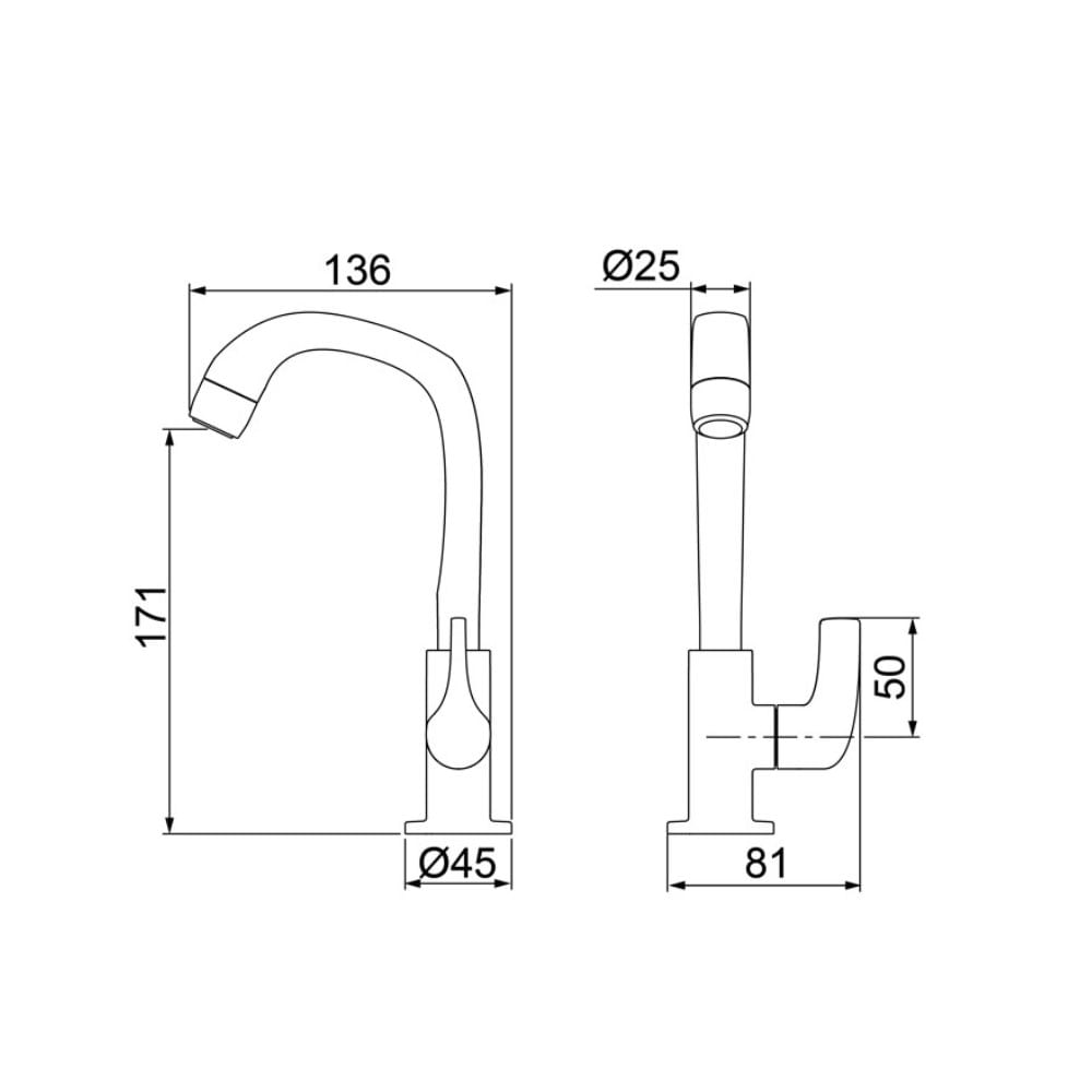 Encontraproduto.com.br - Torneira Para Banheiro Mesa 1195 F61 Preto Lorenzetti