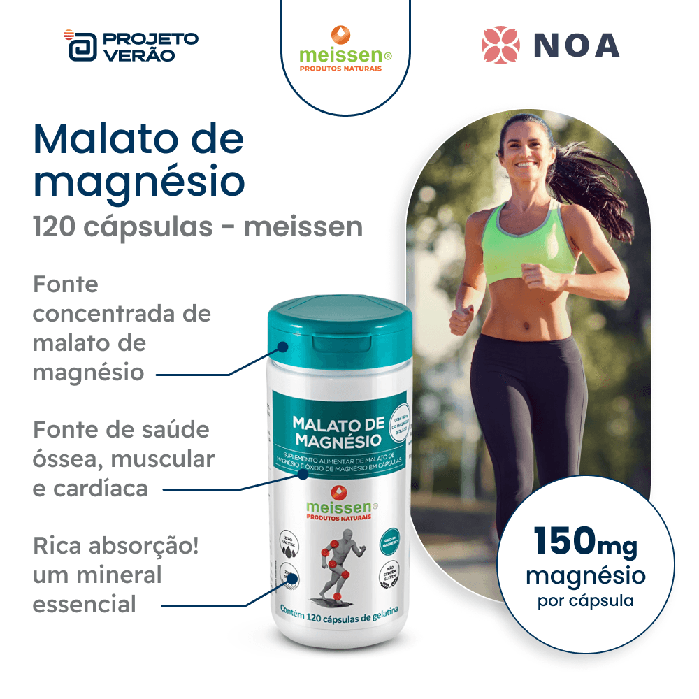 Kit 3x Magnésio de Malato (500mg) 120 Cápsulas - Meissen