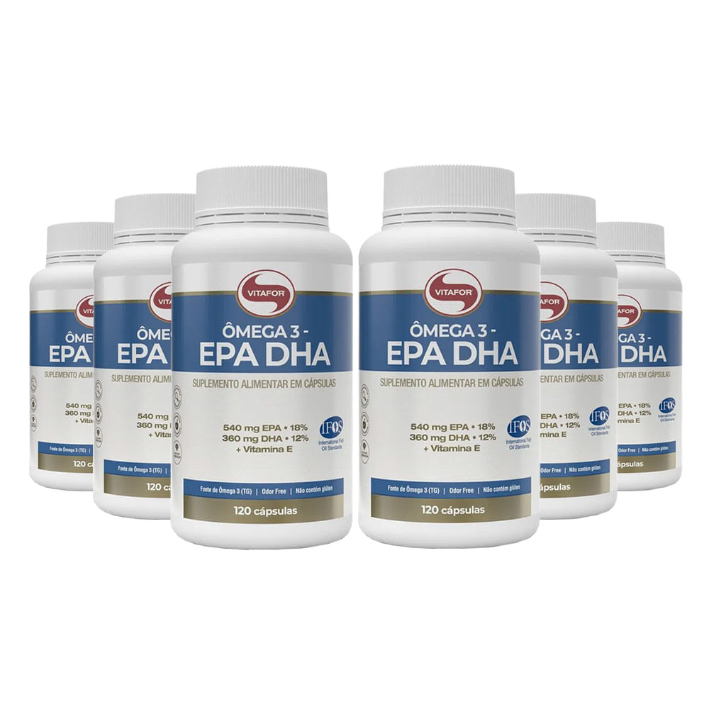 Kit 6X Ômega 3 EPA DHA Certificado Internacional 120 Cápsulas - Vitafor