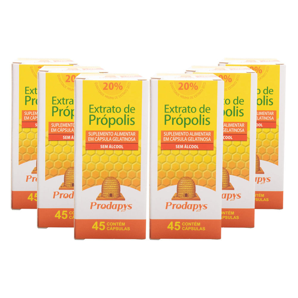 KIT 6X Própolis Marrom s/ Álcool 45 Cápsulas - Prodapys