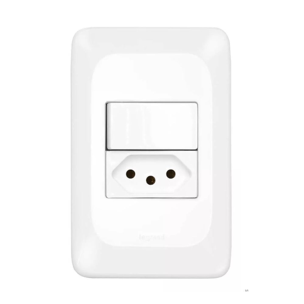 Interruptor Simples 10A + Tomada  4x2 20A 10320 Branco Pial Pop