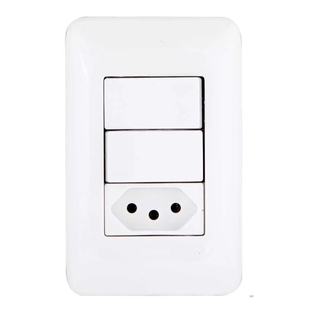 Interruptor Simples Duplo + Tomada 4x2 10A LGX113  Pial Pop