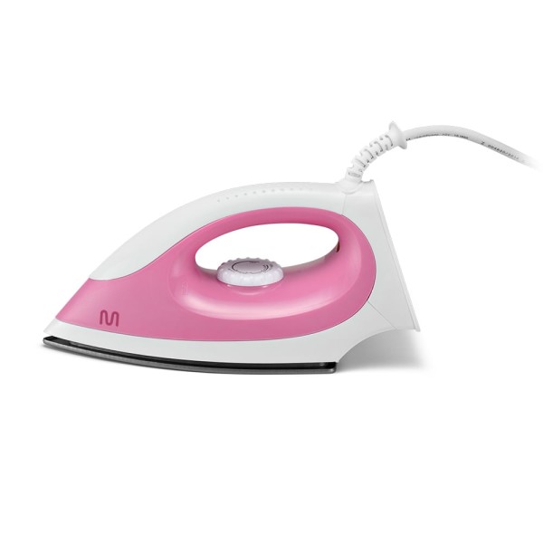 Encontraproduto.com.br - Ferro de Passar Roupa a Seco 127v-1200w Base Antiaderente, Seletor de Temperatura e Luz Piloto Led Branco/Rosa Multilaser - HO016OUT [Reembalado]