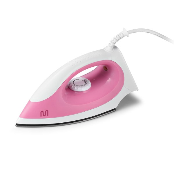 Encontraproduto.com.br - Ferro de Passar Roupa a Seco 127v-1200w Base Antiaderente, Seletor de Temperatura e Luz Piloto Led Branco/Rosa Multilaser - HO016OUT [Reembalado]