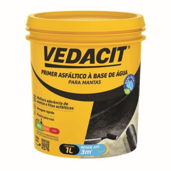 Primer Para Manta 1 Litro Preto Vedacit