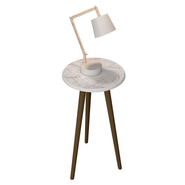 Encontraproduto.com.br - Mesa de Apoio Redonda Pés Palito Carrara Brilhante Móveis Bechara