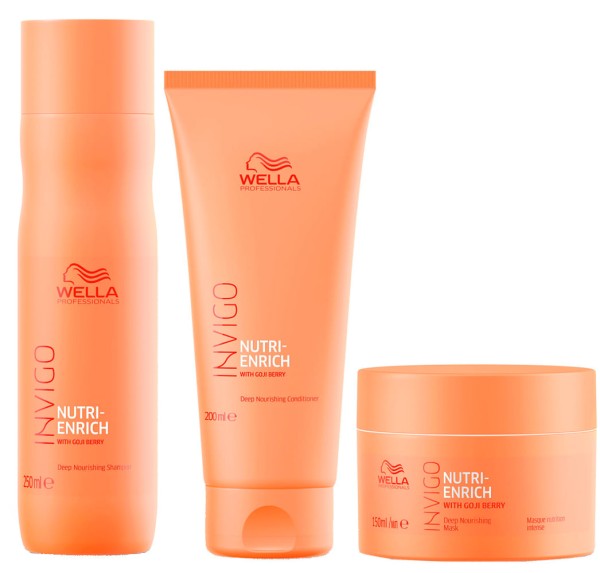 Encontraproduto.com.br - Kit Shampoo 250ml Condicionador 200ml E Máscara 150ml Wella Professional Nutri Enrich