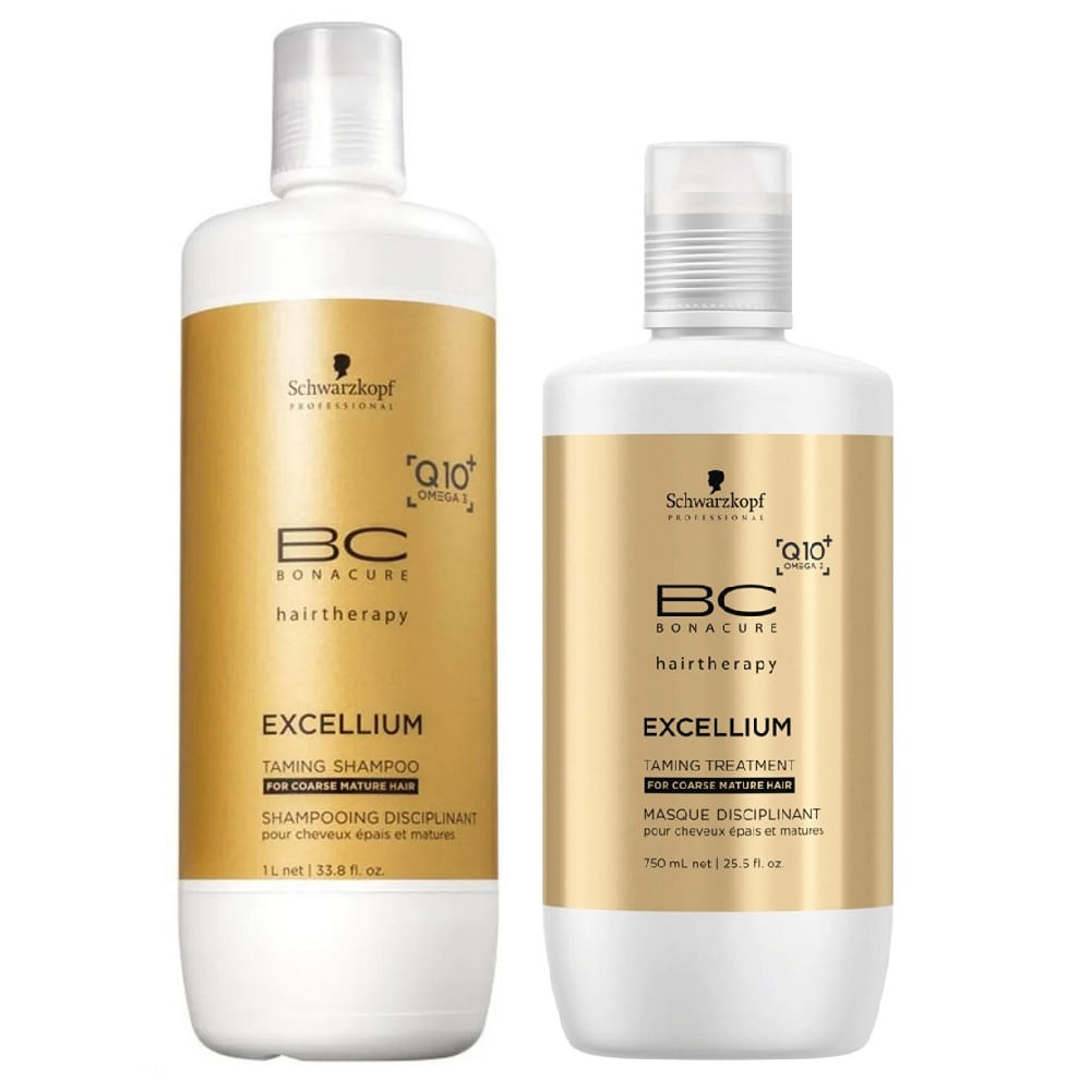 Kit Shampoo E Máscara Grande Schwarzkopf Bc Excellium Taming