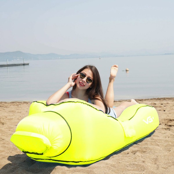 Encontraproduto.com.br - Sofá de Ar Hug Bag Inflável Camping Relaxante Verde Vg+