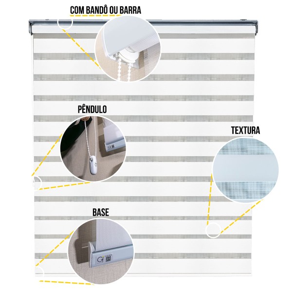 Encontraproduto.com.br - Persiana Double Vision Translucida 100% Poliester de 1m² - Cor: Branco