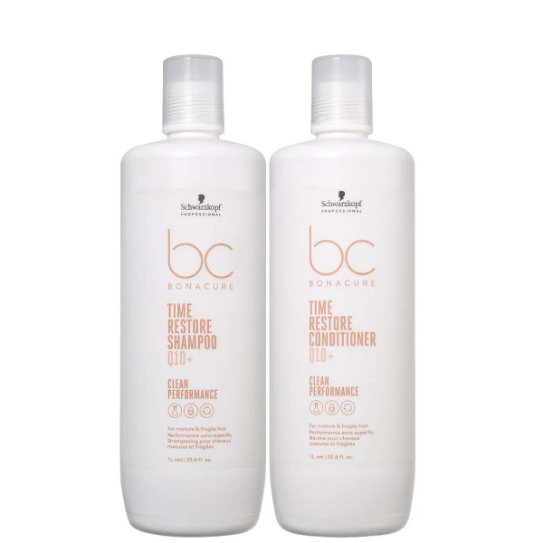 Encontraproduto.com.br - Kit Shampoo e Cond Schwarzkopf Bc Q10+ Time Restore 1 Litro