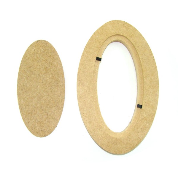 Encontraproduto.com.br - Moldura Oval com Fundo Solto de Madeira Crua MDF PP - 11,5cm x 19cm x 10mm