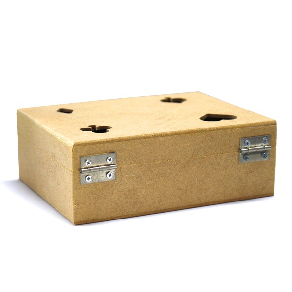 Encontraproduto.com.br - Caixa de Baralho Vazada com Dobradiça de MDF Madeira Crua - Tamanho: 12 x 16 x 5,5 cm