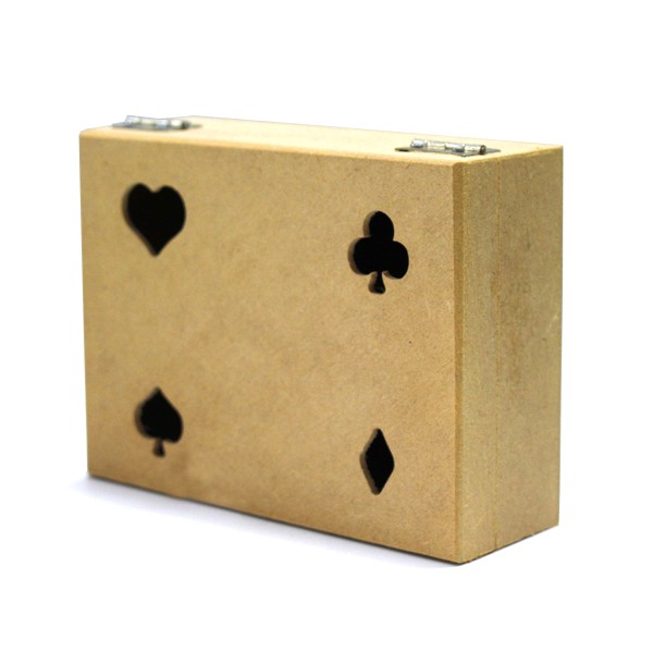 Encontraproduto.com.br - Caixa de Baralho Vazada com Dobradiça de MDF Madeira Crua - Tamanho: 12 x 16 x 5,5 cm
