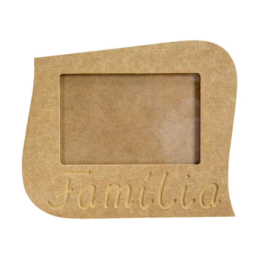 Porta Retrato Familia com Acetato para Fotos 10 x 15 cm de MDF Madeira Crua - Tamanho: 17 x 21 x 01 cm