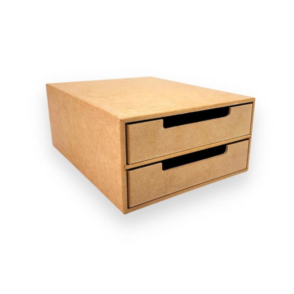 Encontraproduto.com.br - Organizador Sulfite Retangular com 2 Gavetas Mdf Madeira Crua - 14719