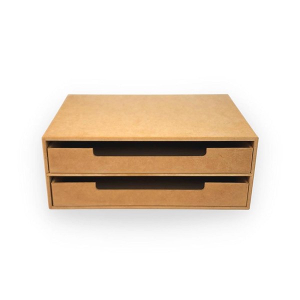 Encontraproduto.com.br - Organizador Sulfite Retangular com 2 Gavetas Mdf Madeira Crua - 14719