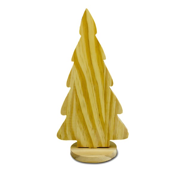 Pinheirinho em Madeira Pinus Monalisa com Base Caule Baixo 26cm - P00983