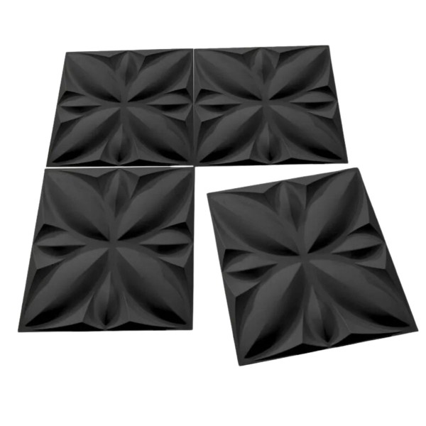 Encontraproduto.com.br - Placa 3d Autoadesiva de Poliestireno 50x50 para Parede e Teto Classic Lotus Preta