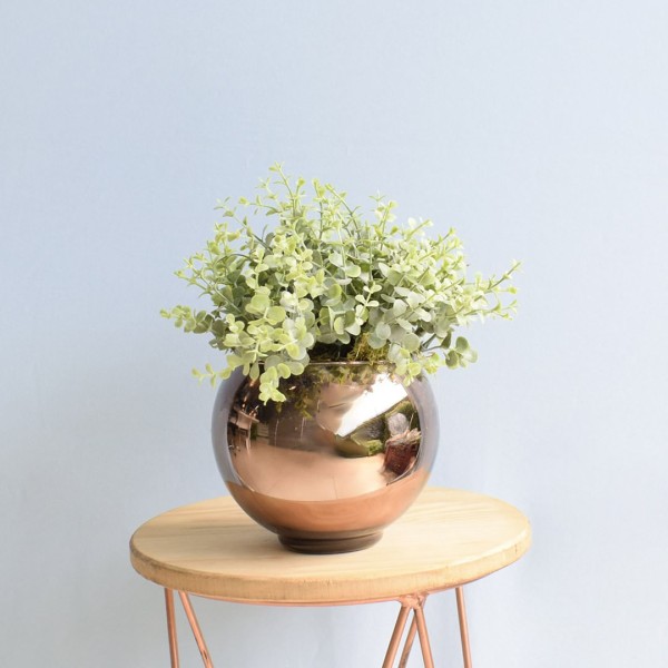 Encontraproduto.com.br - Arranjo de Folhagem Artificial no Vaso Bronze P | Formosinha