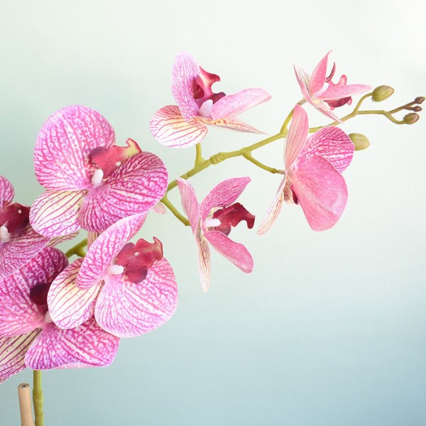 Encontraproduto.com.br - Arranjo de Orquídea Artificial Rosa no Vaso Vidro | Formosinha