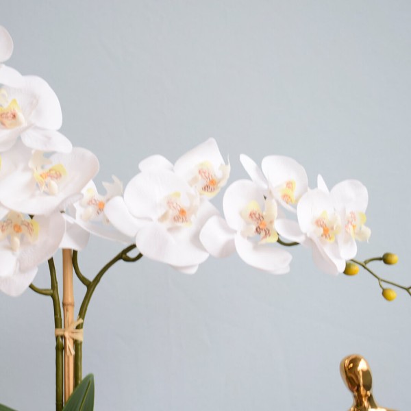 Encontraproduto.com.br - Arranjo Orquídeas Artificiais Branca no Vaso de Vidro | Formosinha